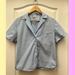Aritzia Sunday Best Faye Blouse Blue/White Stripes Size Medium